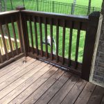 Re-staining the original deck, the first railing is done... what a difference!